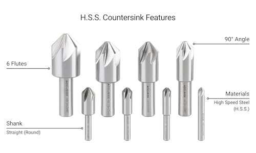 Accusize Industrial Tools HSS Countersink Set, 90°, 0206-2016 - size: 90°