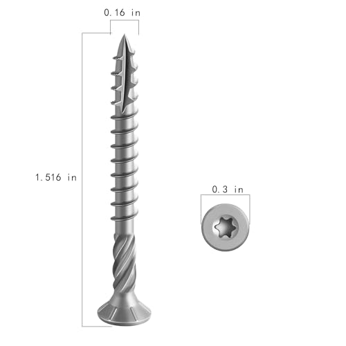 Wensilon #8 * 1-5/8" 304 Stainless Steel Deck Screws, (3300pcs) 15 lbs.Exterior Wood Screws, Rust Resistant epoxy Coated, Bronze, T20 Star Bit - color: Silver, size: 8*1-5/8