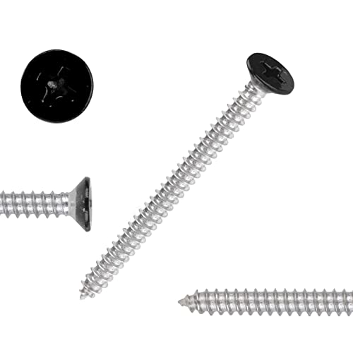 QISHENG Black Head 100 PCS #4x7/8(0.875 inch) Stainless Steel Phillips Flat Head Wood Screws,Stainless Steel 18-8 A2(304) Screw - color: Black, size: #4X7/8"(0.875 inch)