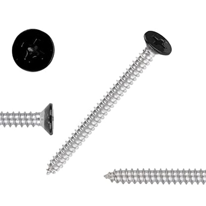 QISHENG Black Head 100 PCS #4x7/8(0.875 inch) Stainless Steel Phillips Flat Head Wood Screws,Stainless Steel 18-8 A2(304) Screw - color: Black, size: #4X7/8"(0.875 inch)