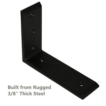 NEODROP 3-Pack 10 Inch Countertop Support Brackets, Heavy Duty L Brackets for Quartz/Wood/Laminate/Granite Countertops | 3/8" Thick Metal Steel | Frosted Black Powder Coated - size: 10 Inch, style: 3 Pack