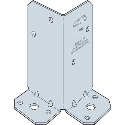 Simpson Strong-Tie RPBZ RPBZ ZMAX Galvanized Retrofit Post Base for Double 2x4 (Pack of 12)