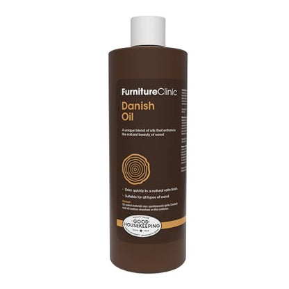 Furniture Clinic Danish Oil | Wood Care for Interior & Exterior Furniture | Restore, Seal & Protect Oak, Pine, Teak & More | Non-Toxic Natural Satin Finish | Repels Water, Stains, Dirt | 17 fl oz - size: 17 fl oz