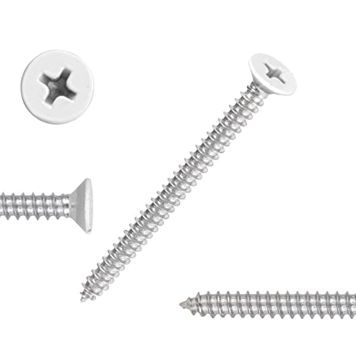 White Head 50 PCS #10X2-1/2(2.5 inch) Stainless Steel Phillips Flat Head Wood Screws,Stainless Steel 18-8 A2(304) Screw,Home Screw Kit by QISHENG - color: White, size: #10X2-1/2"(2.5 inch)