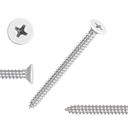 White Head 100 PCS #6X1-1/2(1.5 inch) Stainless Steel Phillips Flat Head Wood Screws,Stainless Steel 18-8 A2(304) Screw,Home Screw Kit by QISHENG - color: White, size: #6X1-1/2"(1.5 inch)