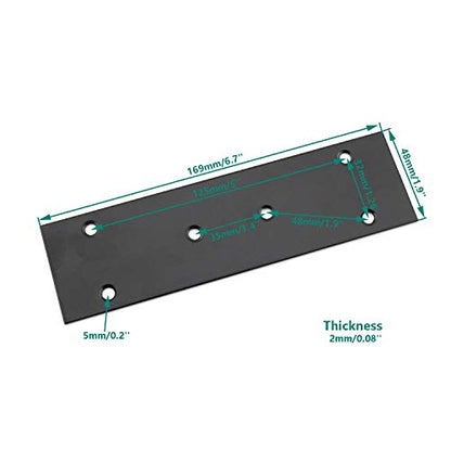 4 Pack Flat Straight Brace Brackets,ULIFESTAR Stainless Steel Mending Bracket Plate Metal Shelf Support Fixing Joining Plate for Furniture,Wood,Shelves,Cabinet with Screws Black (48x169mm/1.9x6.7'') - size: 48 x 169 x 2 mm