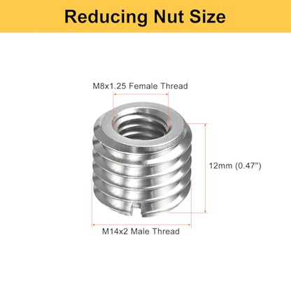HARFINGTON 6pcs Thread Repair Inserts M14 x 2 Male to M8 x 1.25 Female Thread 12mm Long Stainless Steel Reducing Nuts Metric Self Tapping Sleeves Threaded Reducer Industrial Fasteners - size: M14 x 2 Male to M8 x 1.25 Female x 12mm