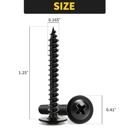 Truss Head Wood Screws #8 x 1-1/4 Inch, 80PCS, FIXLINK Self Tapping Screws - color: Black, size: #8 x 1-1/4"