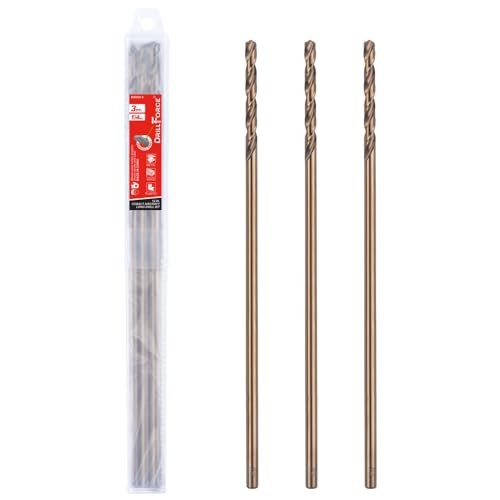 1/4 in. x 12 in. Cobalt Aircraft Extension Drill Bits Set(3PCS), M35 High Speed Steel Drill Bit Extra Long Deep Hole Drilling for Stainless Steel, Plastic and Wood - size: 1/4"x12"(3PCS)