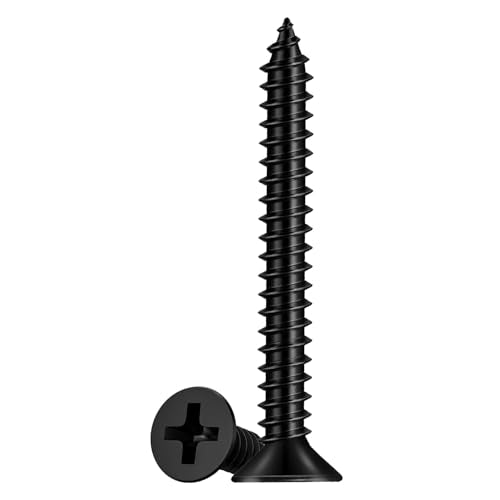 #7 x 2 Black Drywall Screws for Metal, Flat Head Self Tapping (100Pcs) - color: #7 x 2" (100pcs)