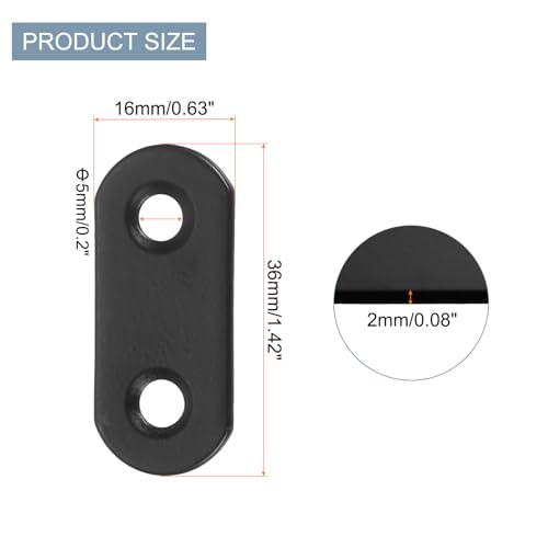 uxcell 4 Set Flat Repair Plates, 0.63 x 1.42 Inch Stainless Steel Flat Straight Brace Bracket Mending Joining Plates with Screws for Fixing Wooden Furniture Corner, Black - size: 0.63 x 1.42 Inch