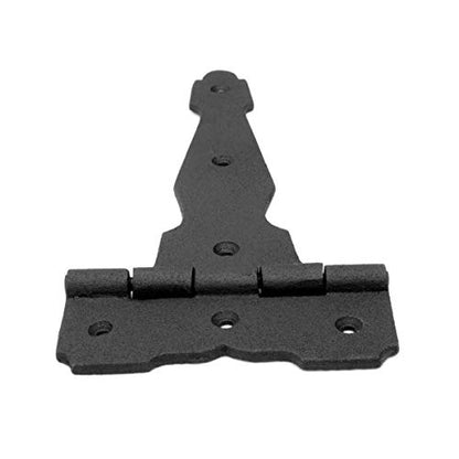 Renovators Supply Manufacturing T Strap Gate Hinges with Hardware 6 1/2 in. Black Rust Resistant Cast Iron Flush Mount Heavy Duty Gate Hinges - size: 6.5 inches - Pack of 1