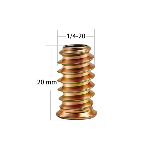 40 PCS 1/4"-20 x 20mm Threaded Inserts for Wood, Hex Drive Screw-in Nutserts Furniture Connector Fastener, Wooden Products & Models - color: 1/4X20-20