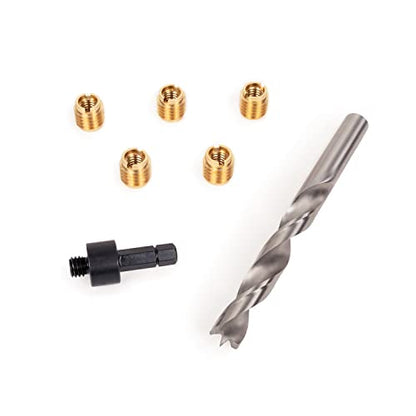 E-Z LOK 400-624 Threaded Inserts for Wood, Installation Kit, Brass, Includes 3/8-24 Knife Thread Inserts (5), Drill, Installation Tool - size: 3/8-24 (5 Count)