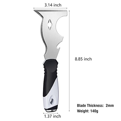 Mister Rui 3PC 10-in-1 Paint Scraper, MultiUse Putty Knife Tool, Hammer End