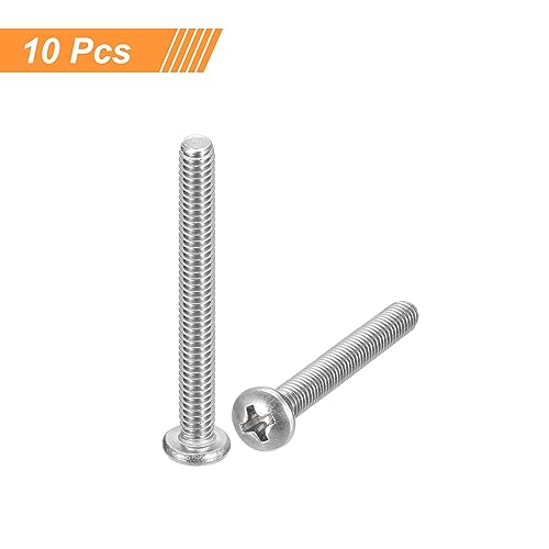 uxcell #8-32x3 Pan Head Machine Screws, 304 Stainless Steel 18-8 Screw, Phillips Drive, Fully Threaded, Bright Finish, Pack of 10 - size: #8-32x3"
