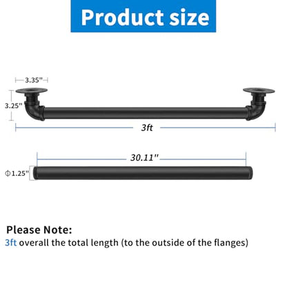 Wall Handrail 3FT/90CM,Industrial Staircase Railing 1.25 Inch Tube Diameter - size: 3 Feet