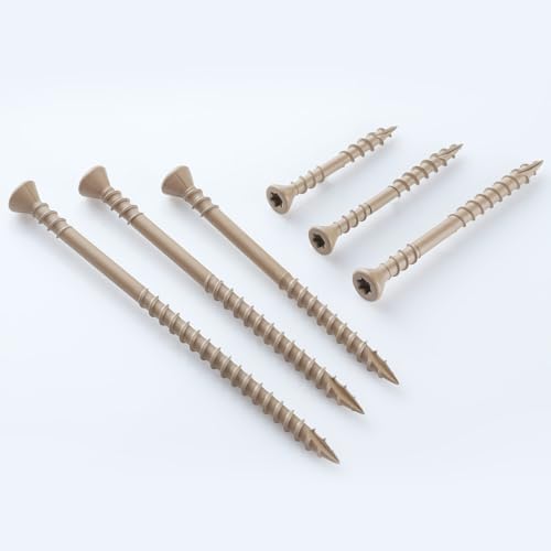 #10 Deck Screws 2-1/2 Inch Exterior Wood Screws Flat Head Torx Drive Rust Resistant Epoxy Coated Reverse Upper Thread Trim Screw (1lb, 67pcs), Tan - size: #10x2-1/2"