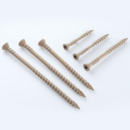 #10 Deck Screws 2-1/2 Inch Exterior Wood Screws Flat Head Torx Drive Rust Resistant Epoxy Coated Reverse Upper Thread Trim Screw (1lb, 67pcs), Tan - size: #10x2-1/2"