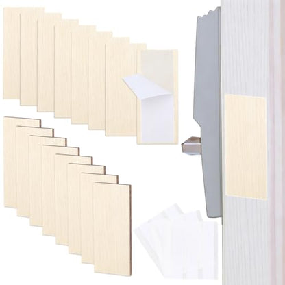 CRASPIRE 16Pcs 2.2 x 1 Inch Wood Door Plate Cover Deadbolt Filler Plate Wooden Cabinets Hinges Hole Edge Repairs Covers Blanks with 30Pcs Double Sided Tapes for Exterior Doors Locks Holes Kitchen - style: 5.65 x 2.5cm