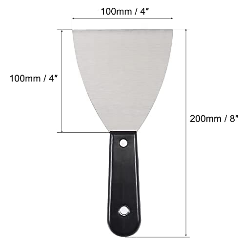 uxcell Putty Scraper 4" Spatula Drywall Repair Spreader Stainless Steel Blade Black Handle 2Pcs - size: 4"