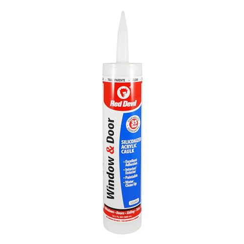 Red Devil 0876 Window & Door Silicon Acrylic Clear Caulk, Waterproof, 10.1 oz, Pack of 1, Made in USA - color: Clear, style: Pack of 1