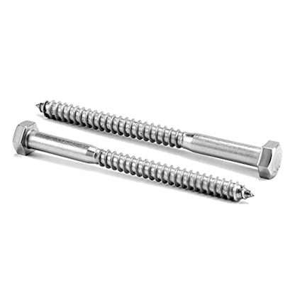 1/2" x 4" Hex Head Lag Screws Bolts 20Pcs 304 Stainless Steel 18-8, Partial Thread, Hexagon Head Wood Screws by SG TZH - size: 1/2-13 x 4"