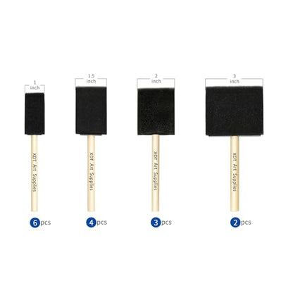 XDT Foam Paint Brushes 15Pc Set, Sponge Paint Brushes for Staining, Crafting & Painting- Durable Foam Brushes and Sponge Brushes Set - size: Foam Brush Assorted