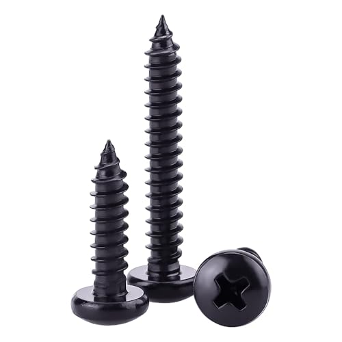 #10 x 3/4" Phillips Pan Head Sheet Metal Screws, 304 Stainless Steel 18-8, Black Coated, Corrosion Resistant Pan Head Self Tapping Screws for Wood, Sheet Metal, 50 PCS - size: #10 x 3/4"