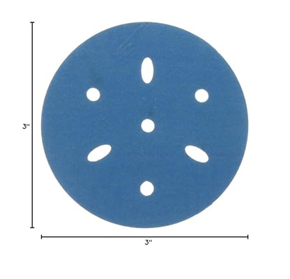3M Hookit Blue Abrasive Disc 321U Multi-Hole, 36151, 3 in, 400, Pack of 50