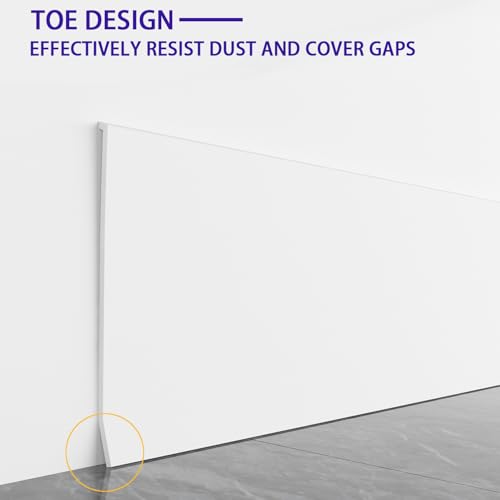 Vinyl Wall Base Baseboard Molding Trim 4" Flexible Self Adhesive Rubber Wall Base Moulding Trim Peel and Stick Design(60Ft, White) - color: White, size: 4 Inch×60Ft