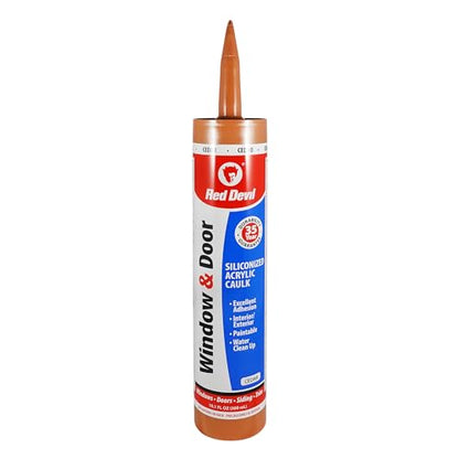 Red Devil 084630 Window & Door Silicon Acrylic Cedar Caulk, 10.1 oz, Pack of 1 - color: Cedar, style: Pack of 1