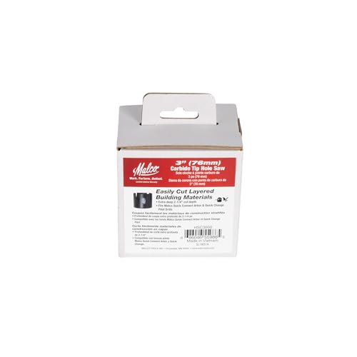 Malco HSC3000 3" (76 mm) Malco Carbide-Tipped Hole Saw for Stucco, Cement Board, Siding & Nail-Embedded Wood – Heavy-Duty Thick Wall Steel Body