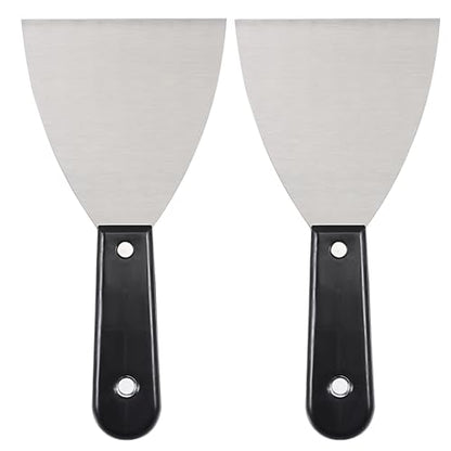 uxcell Putty Scraper 4" Spatula Drywall Repair Spreader Stainless Steel Blade Black Handle 2Pcs - size: 4"