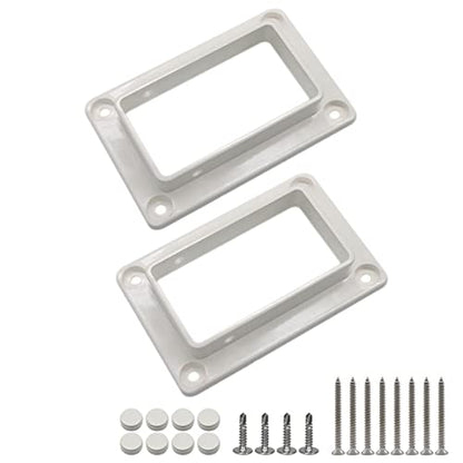 2-Pack 2" x 3.5" Slotted Handrail Bracket Kit, White Vinyl Fence & Railing Brackets with Screws - Easy Mount for Decks, Porches & Walls