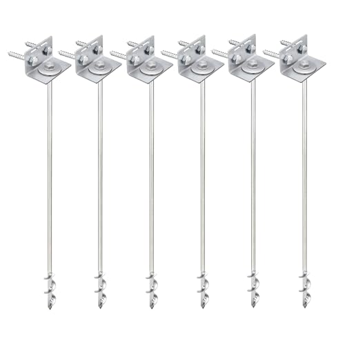 Ground Anchors Screw In - 24" Set of 4,6,8 with Brackets and Drill Bit - Earth Anchors - Mobile Home Anchors - Storage Shed Anchor Kit - Swing Set Anchors for Metal Swing Set - Playset Anchors - Ties - style: 6 x 24"