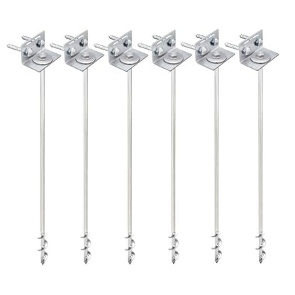 Ground Anchors Screw In - 24" Set of 4,6,8 with Brackets and Drill Bit - Earth Anchors - Mobile Home Anchors - Storage Shed Anchor Kit - Swing Set Anchors for Metal Swing Set - Playset Anchors - Ties - style: 6 x 24"