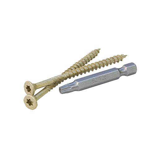 Professional Decking & Outdoors Wood Screws, Bronze SKT® Coating - 1500 Hour Salt Spray, #10 X 3, 6 Lobe 25 Drive (210pcs with 1 Bit in Jar) Model Number: V56102 - size: #10 X 3", style: Bronze SKT Coating