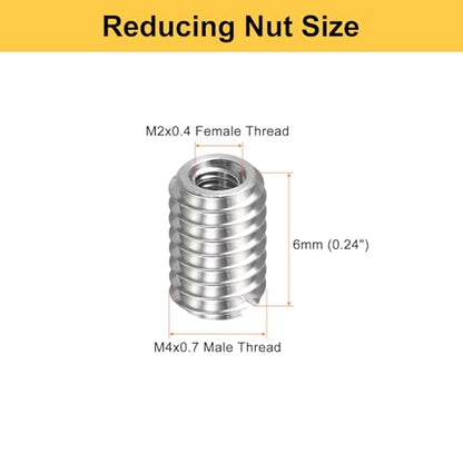 HARFINGTON 20pcs Thread Repair Inserts M4 x 0.7 Male to M2 x 0.4 Female Thread 6mm Long Stainless Steel Reducing Nuts Metric Self Tapping Sleeves Threaded Reducer Industrial Fasteners - size: M4 x 0.7 Male to M2 x 0.4 Female x 6mm