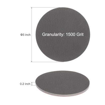 uxcell 10pcs 1500 Grit Sanding Sponge 5" Hook and Loop Sanding Disc - size: 5 Inch, style: 1500 Grit