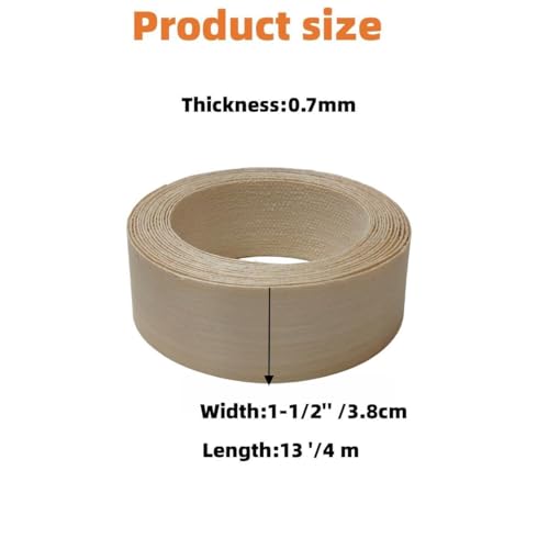 Birch Wood Veneer Edge Banding Roll,1-1/2 inch X 13 ft Iron-On Pre-Glued Edging Tape with Hot Melt Adhesive,Ideal for Plywood, Furniture, Drawers, Shelves Renovation - color: Birch, size: 1-1/2''×13ft