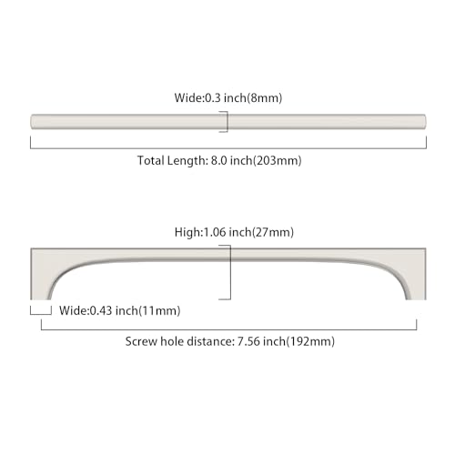 Asidrama 10 Pack 7.5 Inch(192mm) Brushed Satin Nickel Cabinet pulls Kitchen Cabinet Handles, Cabinet Pulls Kitchen Cabinet Hardware for Cupboard Drawer Pulls 2321 - color: Brushed Satin Nickel, size: 7.5" Hole Center, style: 10 Pack