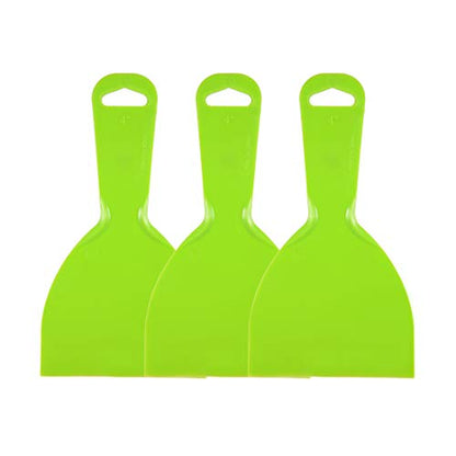 uxcell Putty Scraper 4" Plastic Flexible Putty Knives Disposable Spreader for Taping Drywall Wall Painting Green 3pcs