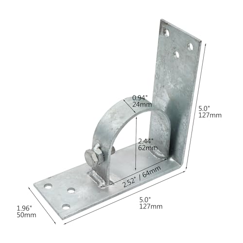 4 Pieces Chain Link Fence Wood to Metal Posts Corner Adapter, Galvanized Steel Bracket for 2-1/2" (2-3/8" OD) Fences Rods Tubes