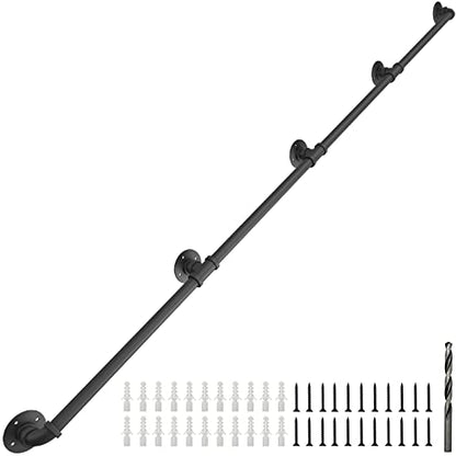 Wall Handrail 13FT/400CM,Pipe Staircase Handrail - size: 13 Feet