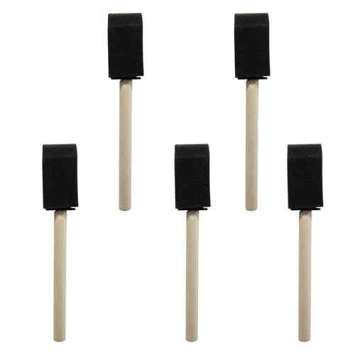 5 Pack 1 Inch Foam Paint Brushes, Black Sponge with Wooden Handle - size: 1 Inch