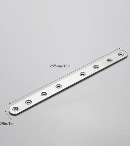 4 Pack Flat Mending Plate for Wood, Stainless Steel Straight Brackets Flat Repair Fixing Wood Brace Joining Plates Connector with Fixing Screws (4, One line shape12in) - size: One Line Shape 12 in