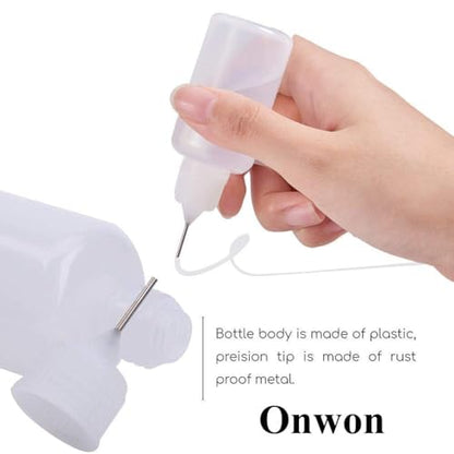 Onwon 10 Pieces Precision Needle Tip Glue Bottle Applicator 1 Ounce/ 30 ml Empty Applicator Glue Oiler Squeeze Bottle for Paper Quilling DIY Craft
