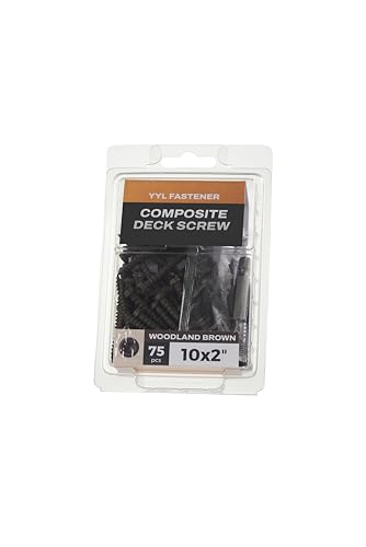 Composite Deck Coated Wood Screws #10 x 2, Woodland Brown, 75 - color: Woodland Brown, size: #10x2