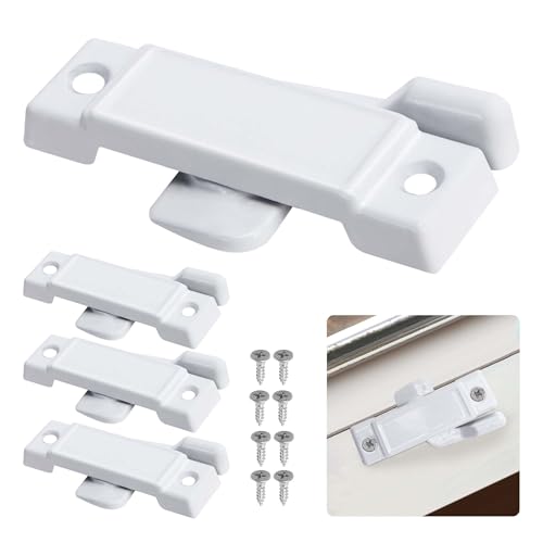 4 Pcs F2590 Windows Replacement Sash Lock, Center Sash Lock with Screw - color: White F2590-4Pcs
